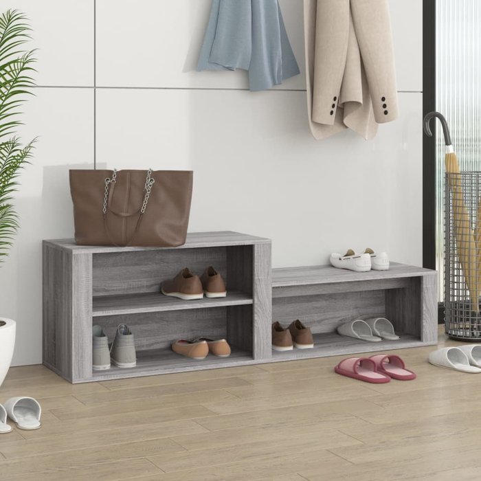 Zapatero sonoma gris 150x35x45 cm madera contrachapada