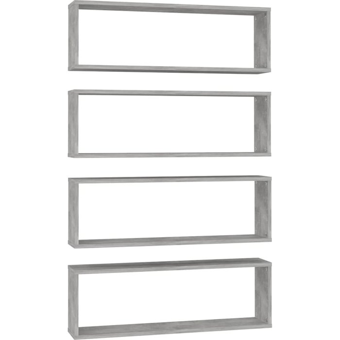 Estante de pared 4 uds contrachapado gris hormigón 80x15x26,5cm- comfortxl