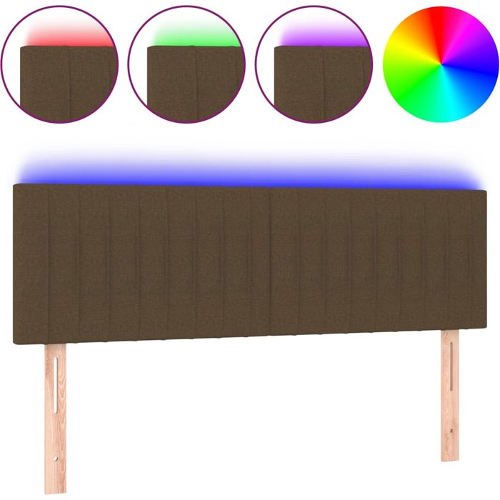 Cabecero cama - mueble cabecero con led de tela marrón oscuro 144x5x78/88 cm