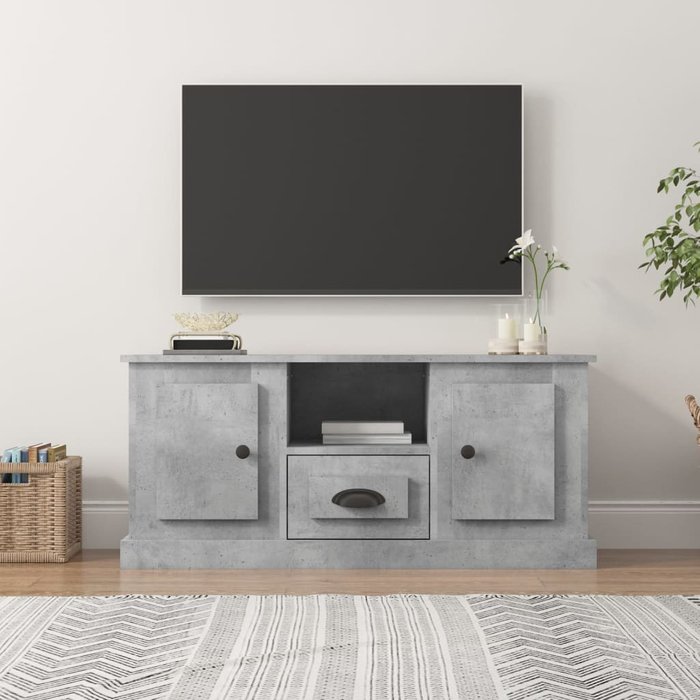 Mueble de tv gris hormigón 100x35,5x45 cm madera de ingeniería