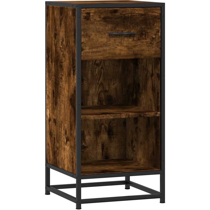 Aparador madera ingeniería y metal roble ahumado 35,5x35x76 cm - comfortxl