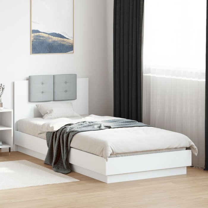 Estructura de cama con cabecero y luces led blanco 90x200 cm vidaxl