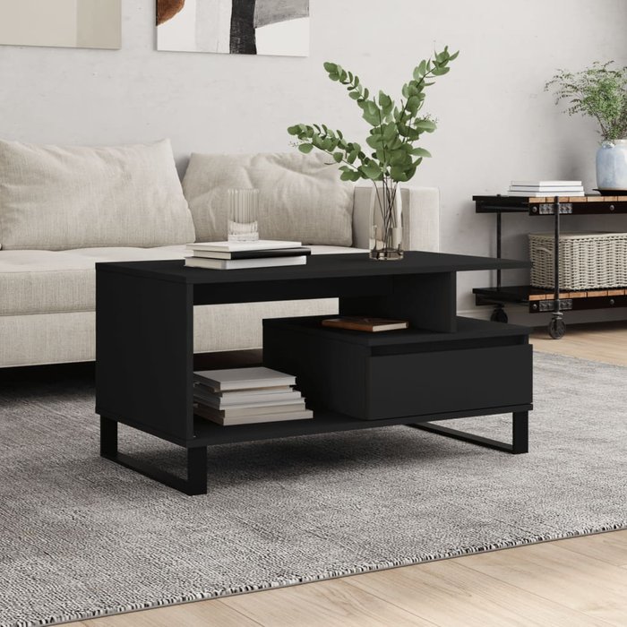 Maison exclusive - mesa de centro madera contrachapada negro 90x49x45 cm