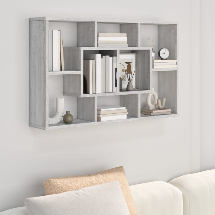 Estante de pared sonoma gris 85x16x52,5 cm madera contrachapada