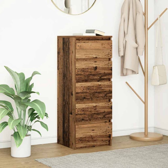 Aparador con cajones madera vieja 37,5x35x99 cm madera contrachapada