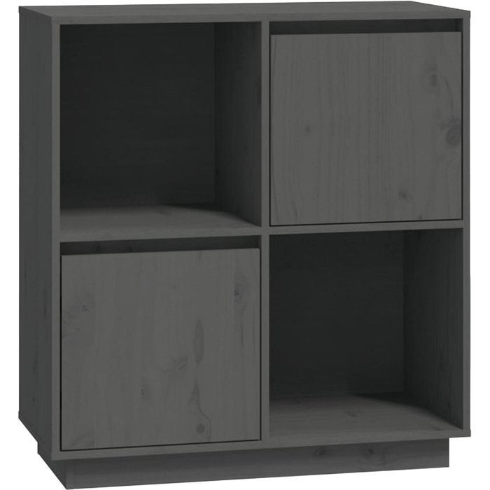 Aparador de madera maciza de pino gris 74x35x80 cm - comfortxl