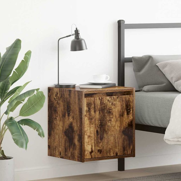 Maison exclusive - mesillas de noche de pared 2 uds roble ahumado 38x34x40 cm