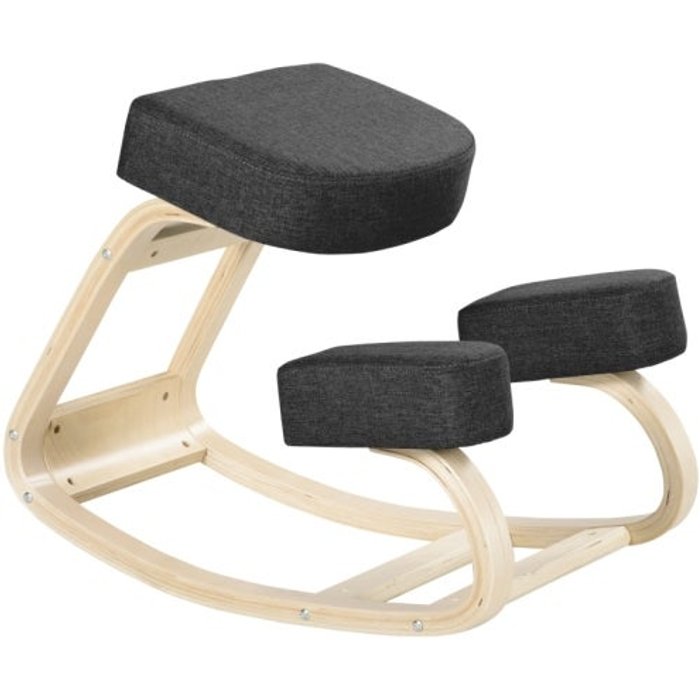 Taburete de rodillas, ergonómico, madera de abedul, 120 kg, negro – comfortxl