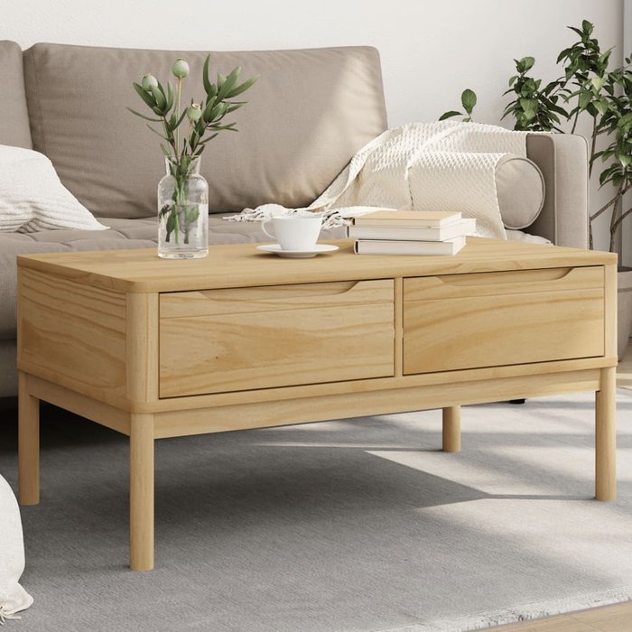 Mesa de centro floro madera de pino marrón cera 99x55,5x45 cm