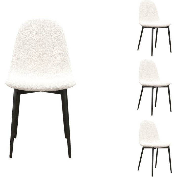 Silla de tejido rizado crema con patas de metal (x4)