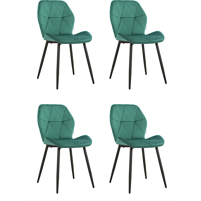 Pack 4 sillas de comedor batt emerald tejido buklya con patas de metal negro
