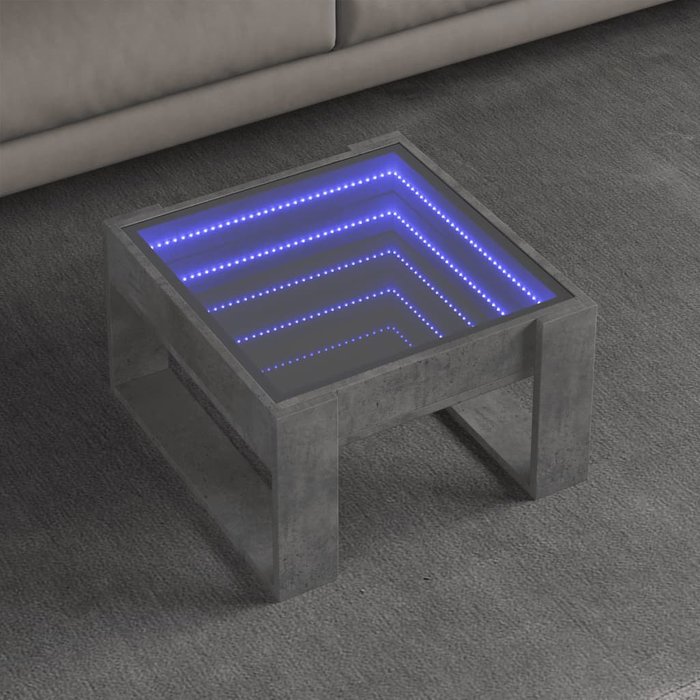Mesa de centro con infinity led gris hormigón 50x53x30 cm