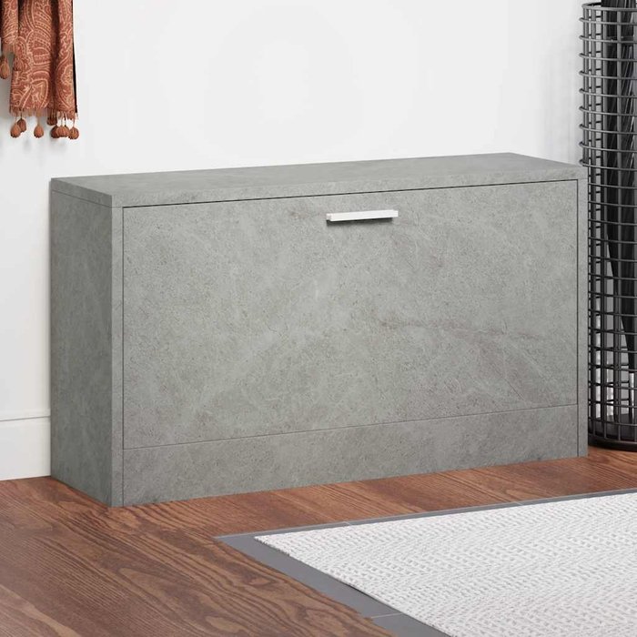 Banco zapatero, hormigón gris, 80x24x45 cm, madera de ingeniería