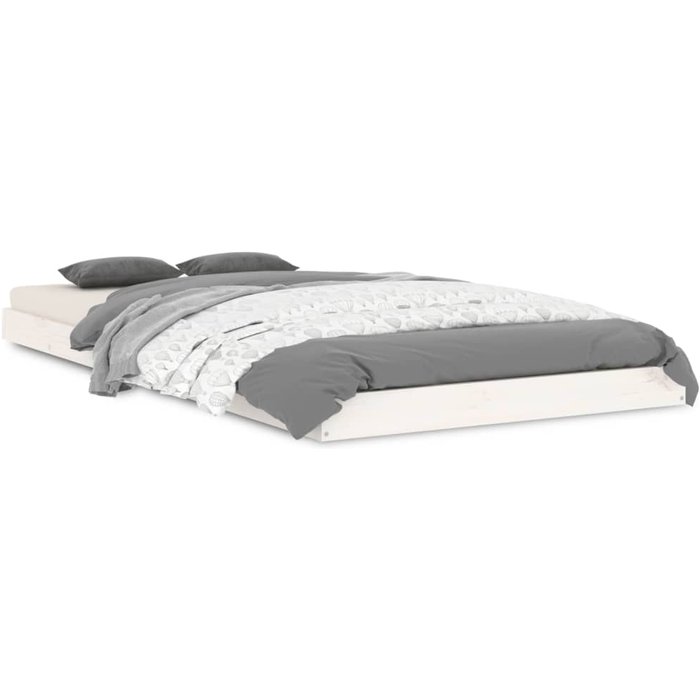 Estructura cama individual madera maciza pino blanco 90x190 cm — comfortxl