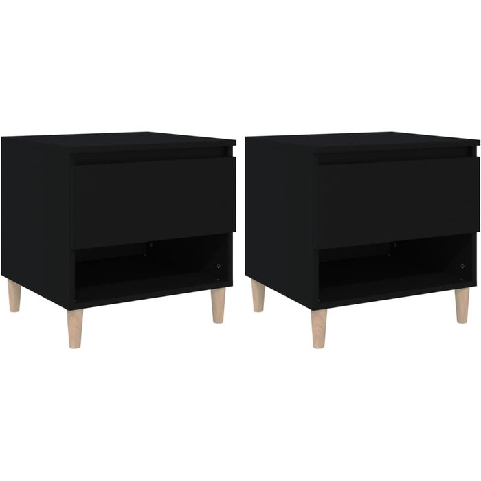 Mesitas de noche 2 piezas negro 50x46x50 cm madera contrachapada