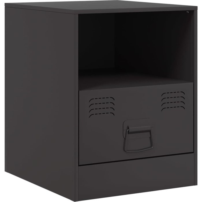 Mesita de noche | mesilla de noche acero negra 34,5x39x44 cm cfw66559