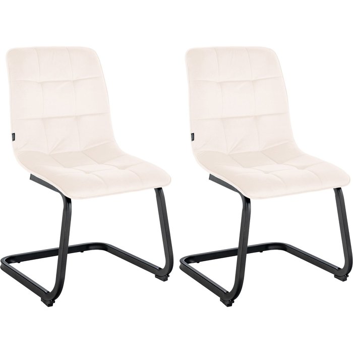 Juego de 2 sillas de comedor de terciopelo color crema vermont