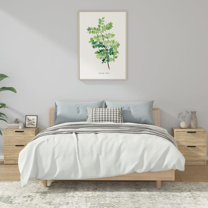 Maison exclusive - mesita de noche 2 uds madera contrachapada color roble sonoma