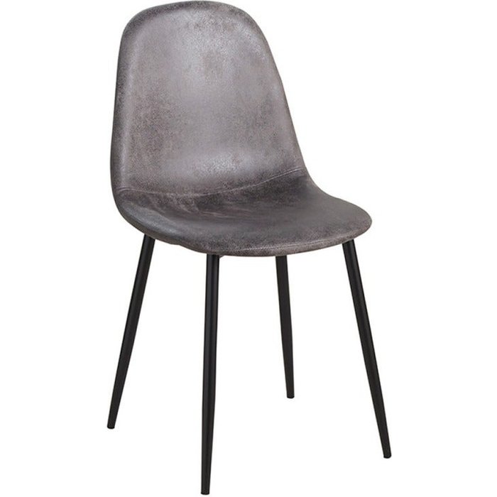Silla vintage kela símil piel gris oscuro y patas de acero negro