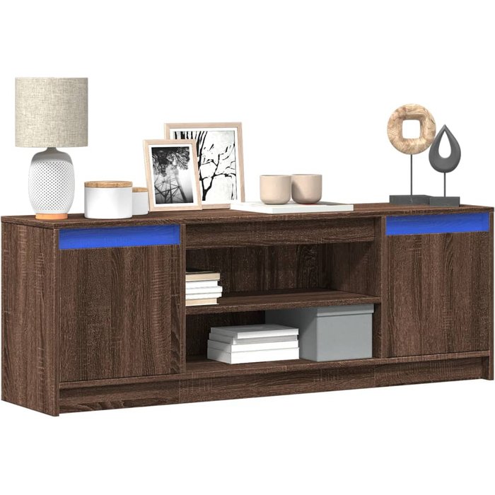 Mueble de tv led madera ingeniería marrón roble 139,5x34x50 cm vidaxl