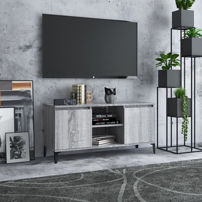 Maison exclusive - mueble de tv con patas de metal gris sonoma 103,5x35x50 cm