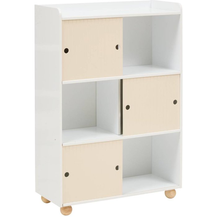 Bouli mueble de almacenaje infantil 3 puertas correderas beige 69,5x30x101 cm