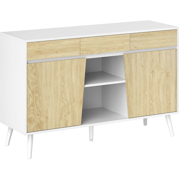 Aparador de salón homcom melamina de madera blanco 120x39x77 cm 83b-264v00wt