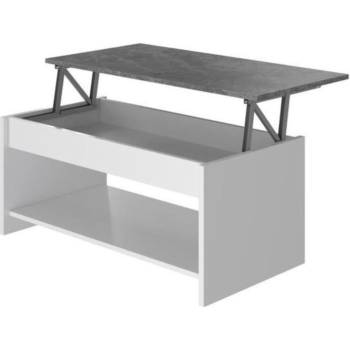 Mesa de centro elevable blanco/gris (50 cm)