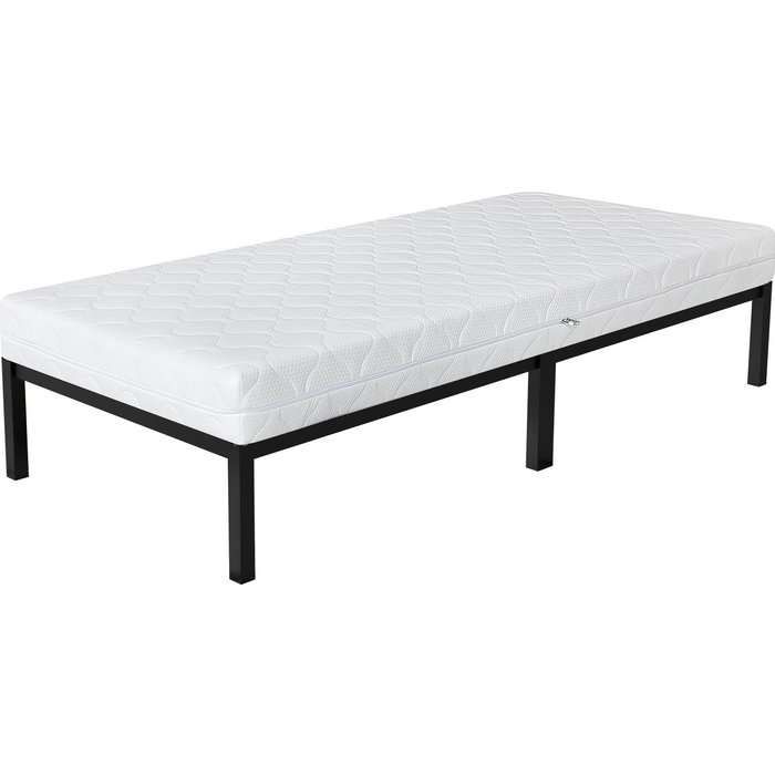 Cama de estructura metalica negra 90x200cm con colchón de espuma fría 16cm