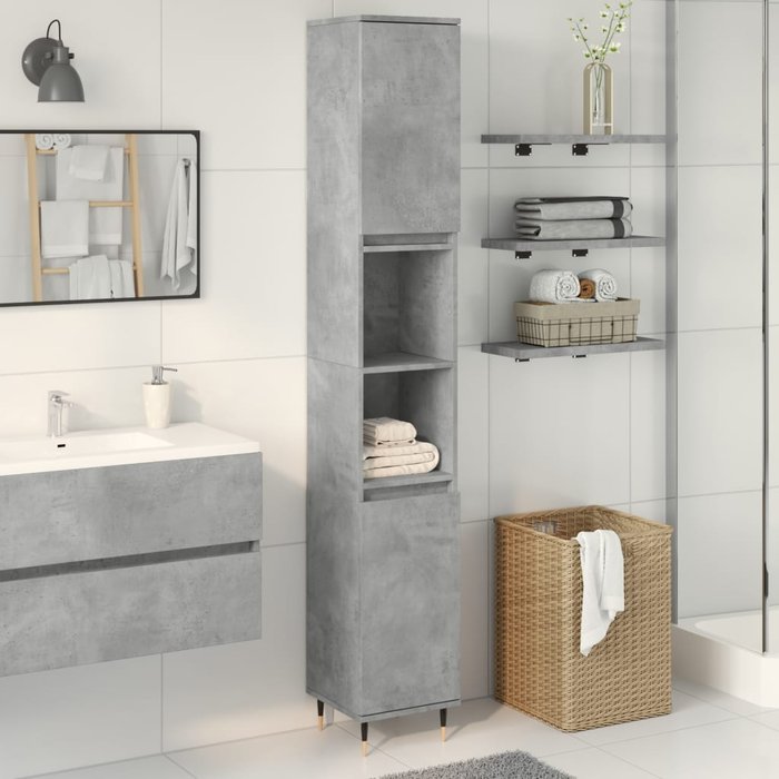 Mueble de baño gris cemento 30x30x190 cm