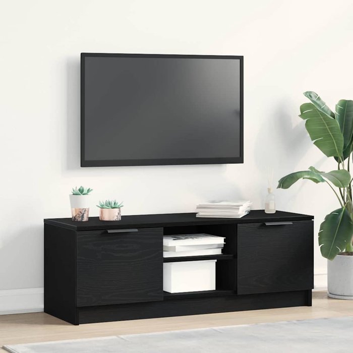 Mueble de tv, roble negro, 102 x 32 x 35,5 cm, madera de ingeniería
