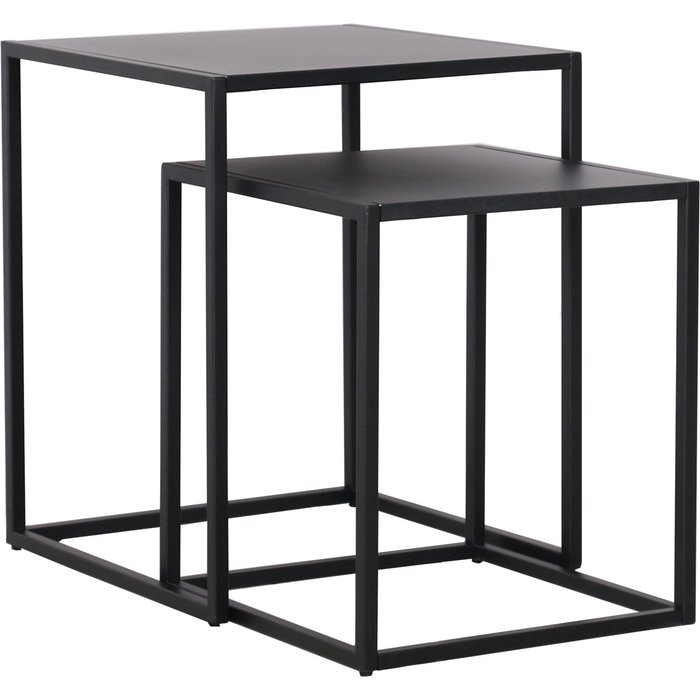 Juego de 2 mesas nido para salón acero negro mate 03_0008375