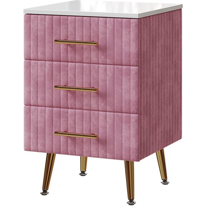 Vicco mesilla de noche velia, rosa, 41 x 62 cm con 3 cajones