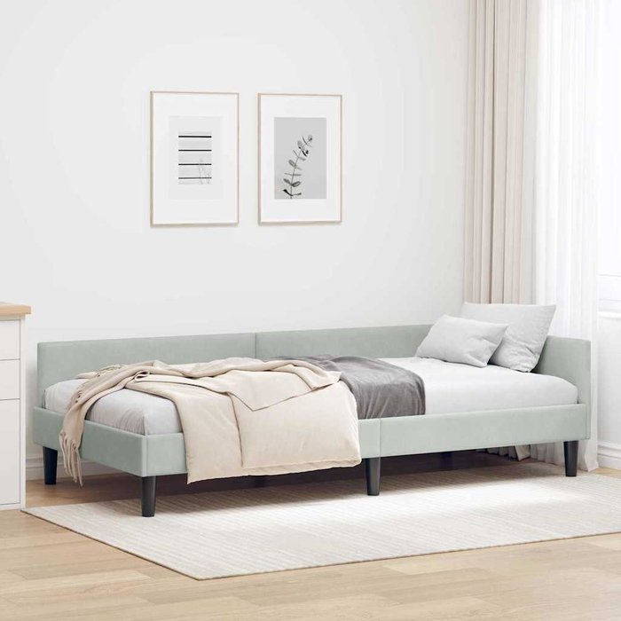 Estructura de cama esquinera manual gris claro 90 x 190 cm