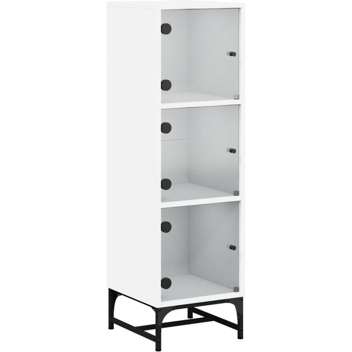 Aparador con puertas de vidrio blanco 35x37x120 cm - comfortxl