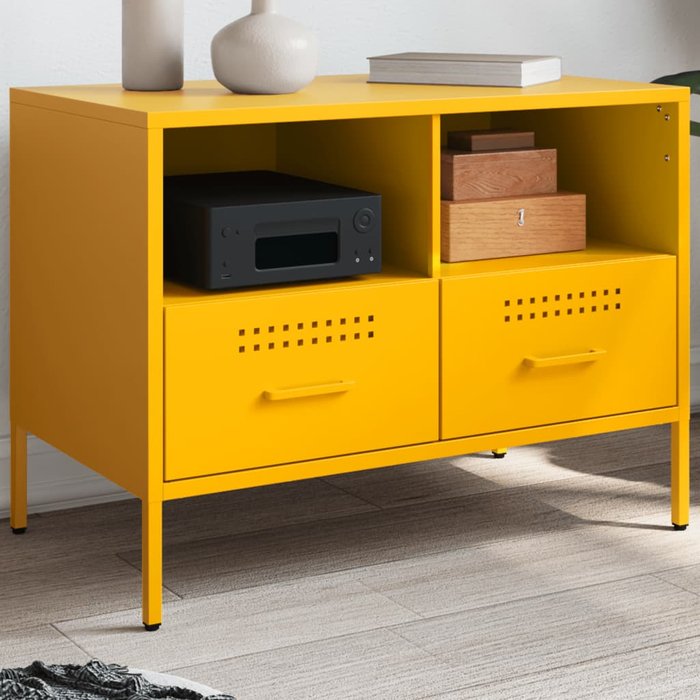 Mueble para tv acero amarillo mostaza 68x39x50,5 cm vidaxl