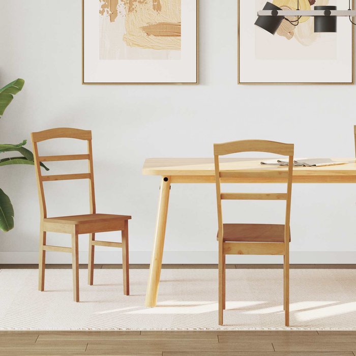 Silla de comedor 2 pcs natural madera de caucho sólido vidaxl