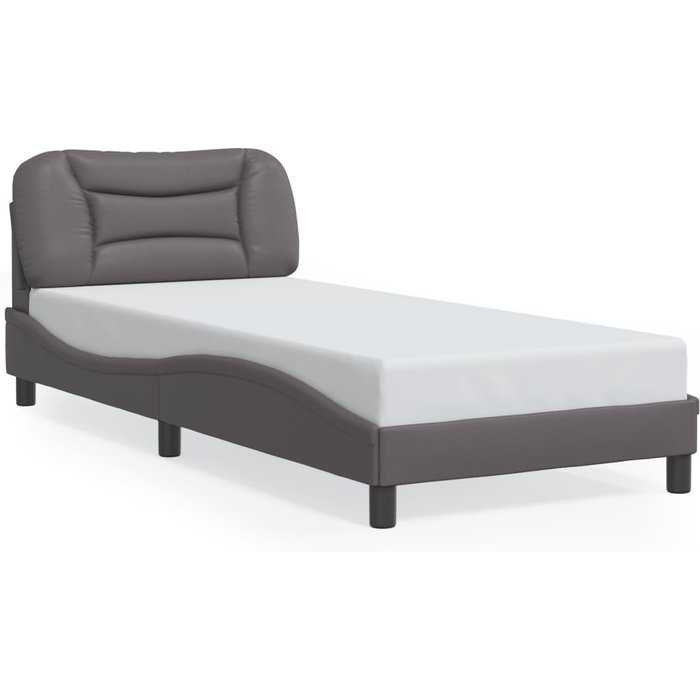 Vidaxl estructura de cama con cabecero cuero sintético gris 90x190 cm