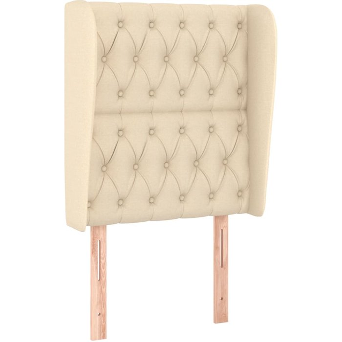 Cabecero cama - mueble cabecero con orejas de tela color crema 83x23x118/128 cm