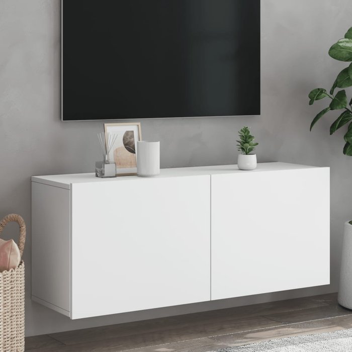 Mueble tv de pared blanco 100x30x41 cm