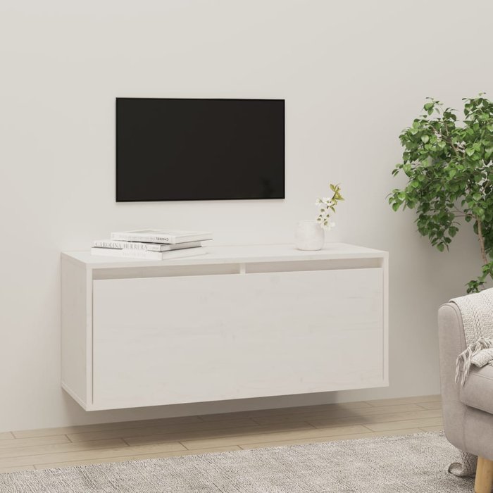 Mueble de pared blanco 80x30x35 cm madera maciza de pino