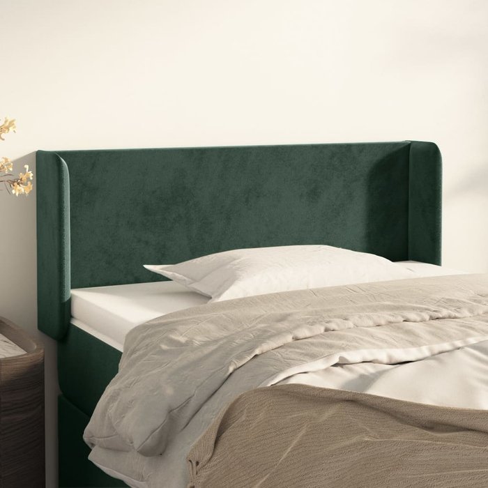 Cabecero con orejas verde oscuro 83x16x78/88 cm terciopelo