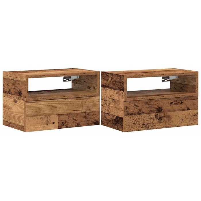 Mesitas de noche de pared 2 unidades madera vieja 45x26x28,5 cm - comfortxl
