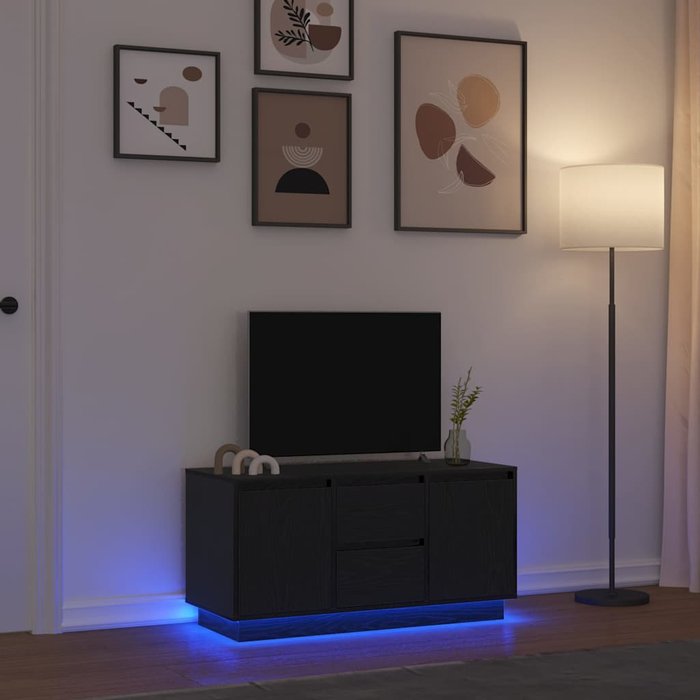 Mueble de tv con luces led roble negro 100x41x50 cm