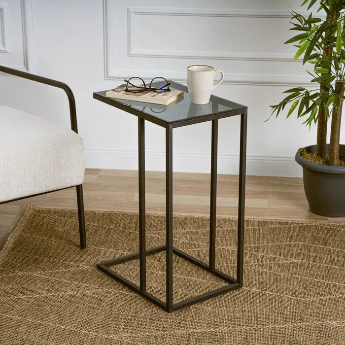 Mesa auxiliar alaska c vidrio ahumado negro