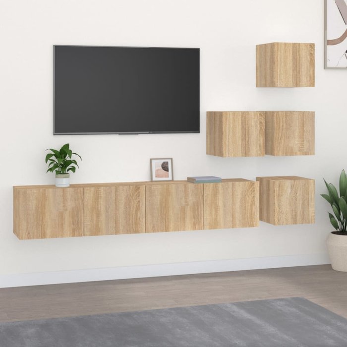 Mueble de pared para tv madera contrachapada color roble sonoma