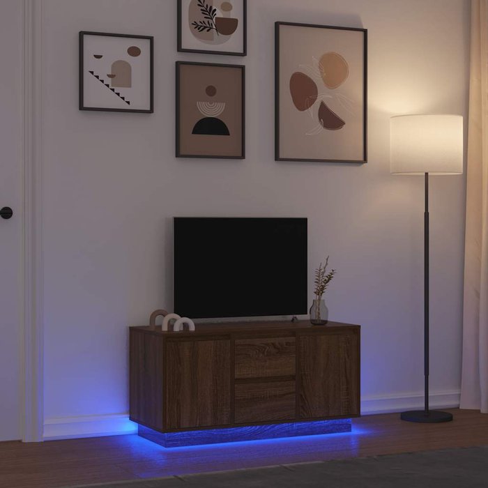 Mueble de tv con luces led roble marrón 100x41x50 cm