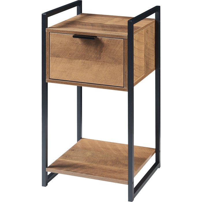 Mesa auxiliar aglomerado y metal 62 x 33 x 32 cm efecto nogal negro 03_0010931