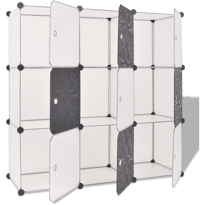 Armario cubo organizador con 9 compartimentos negro y blanco - comfortxl