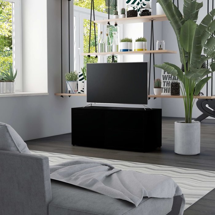 Mueble de tv negro 80x34x36 cm madera de ingeniería